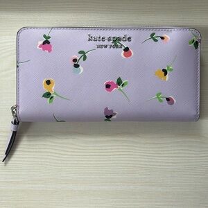 Kate Spade wallet, floral print, lavender color, zipper large continental wallet
